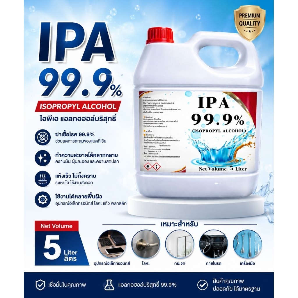 5000 ml IPA.99.9%(Isopropyl Alcohol แอลกอฮอล์ (สูตรไทออย)
