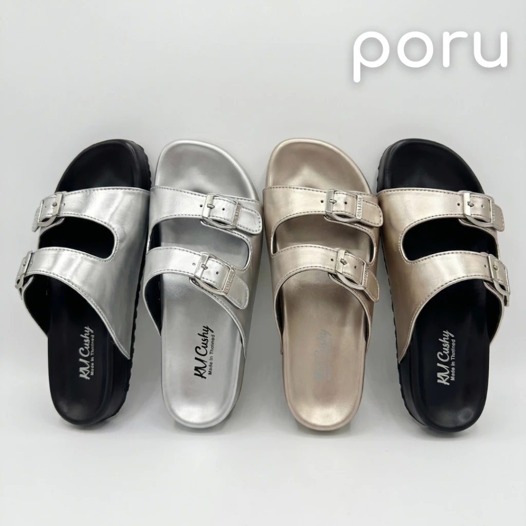 [ส่งฟรี]PORU รองเท้าแตะผู้หญิงแฟชั่นสไตล์เกาหลี โฮโลแกรม พื้นนุ่มพิเศษ ปรับสายได้ ไซส์ 36-40