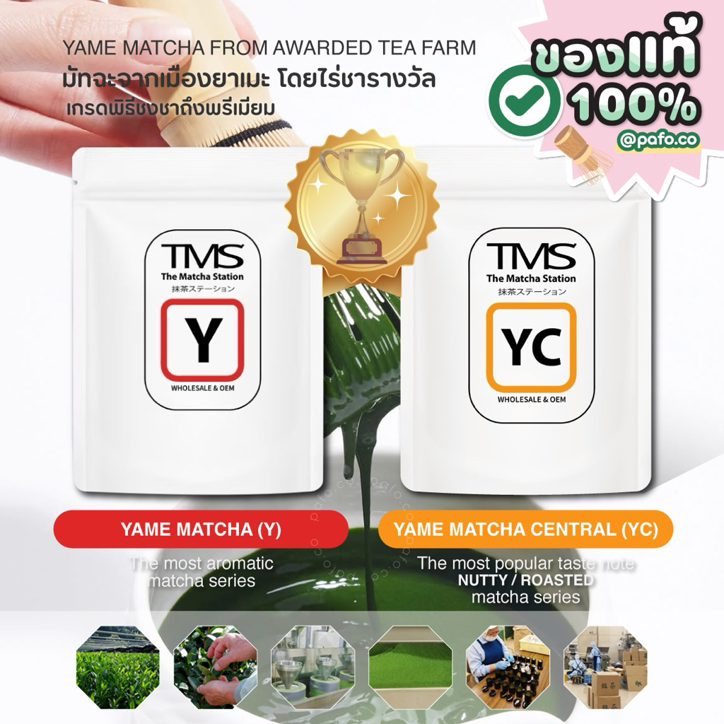 ของแท้พร้อมส่ง! ผงชาเขียวมัทฉะแท้จาก TMS - The Matcha Station | YAME และ YAME CENTRAL (20g.) จากเมืองยาเมะโดยไร่ชารางวัล