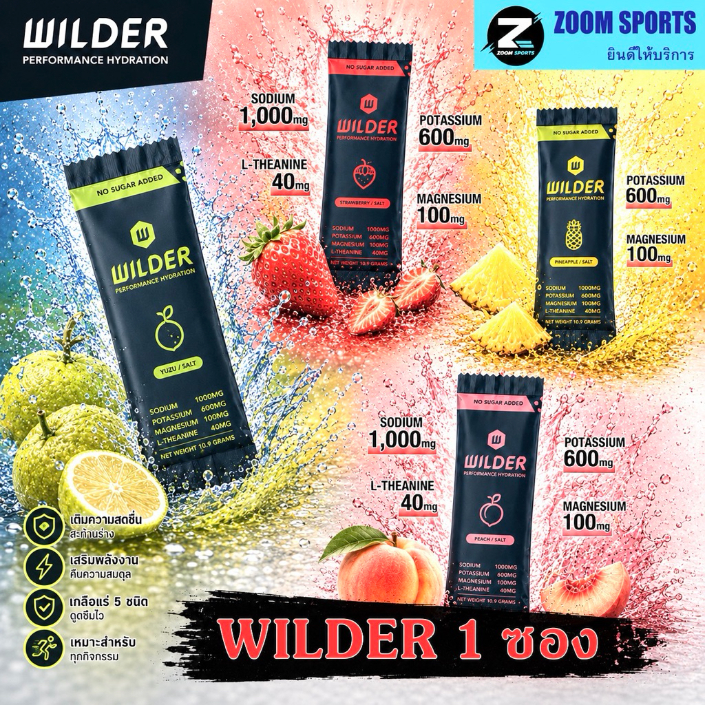 WILDER PERFORMANCE HYDRATION 1ซอง ผงชงดื่ม เพิ่มอิเล็กโทรไลต์เติมความสดชื่นและความสมดุลให้ร่างกาย 1 ซอง