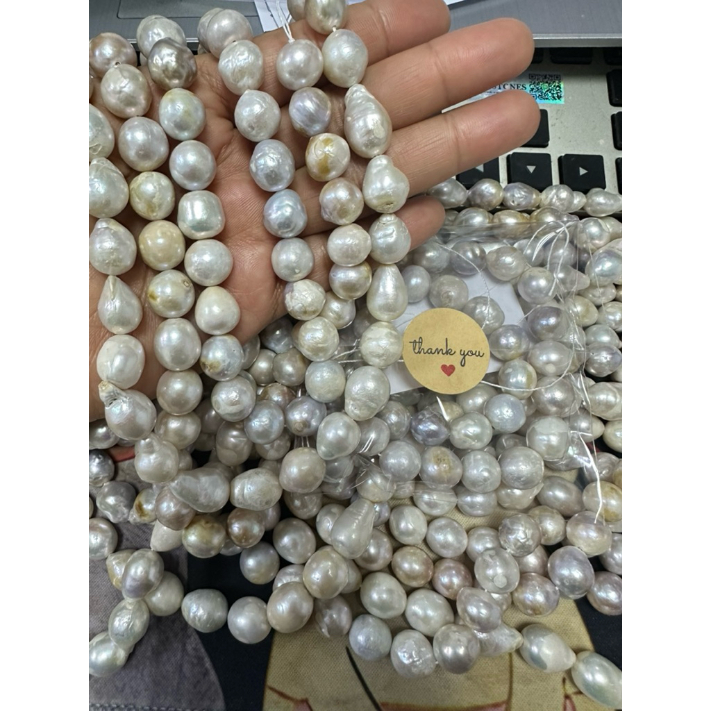 ไข่มุกทรงบาร็อคน้ำจืดแท้ ธรรมชาติ Fresh Water Pearl ทรงไข่ ขนาด 9-12 มิล และ ขนาด 4-5 มิล