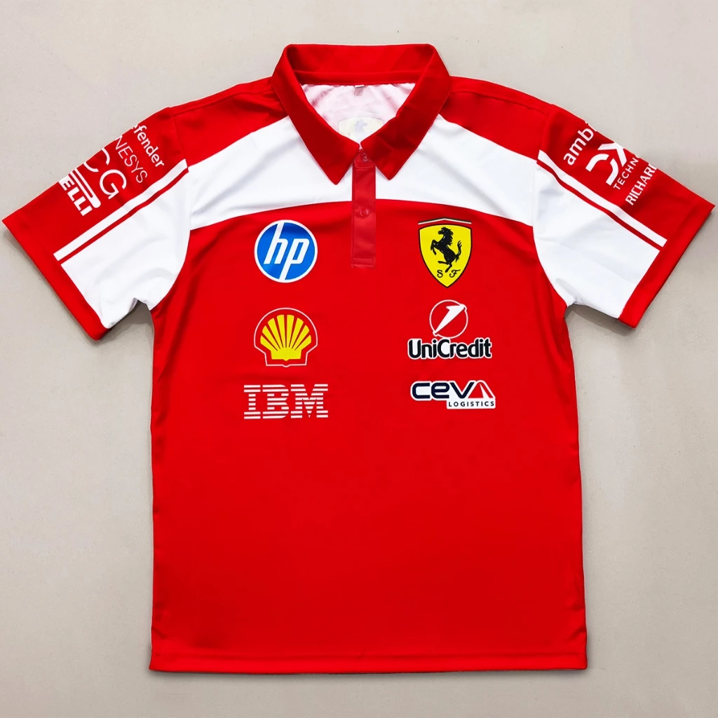 เสื้อ F1 เสื้อโปโลฟอร์มูล่าวัน ทีม เฟอร์รารี่ #FM0184 พิมพ์ทั้งตัว ไซส์ S-5XL