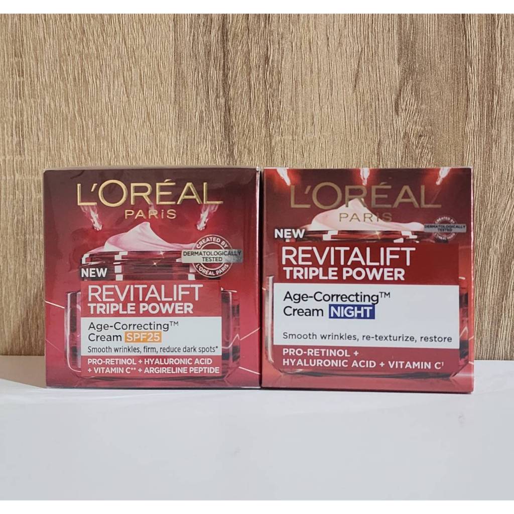 Loreal ลอรีอัล ปารีส รีไวทัลลิฟท์ ทริปเปิล พาวเวอร์ เดย์ ครีม / ไนท์ ครีม-มาส์ก 50 มล.