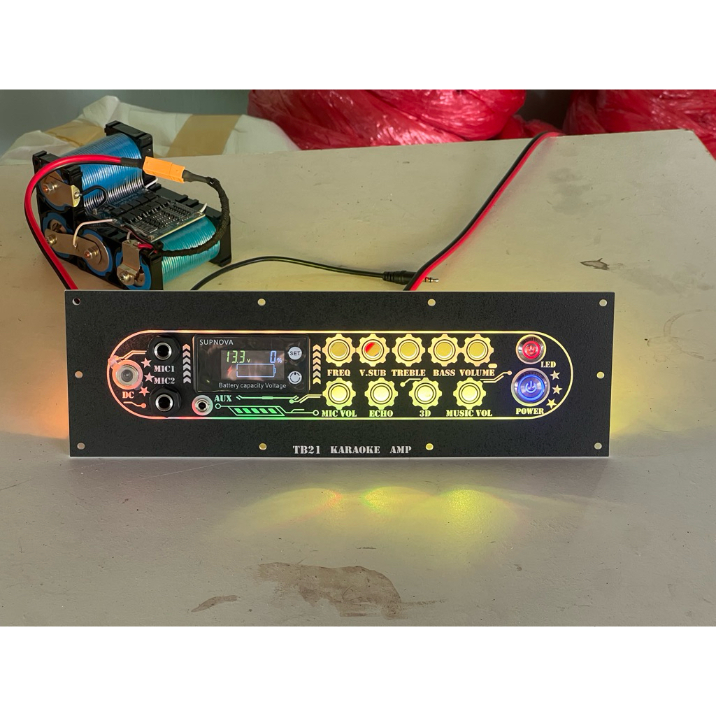 เพลท ZK-TB21F+Amp คาราโอเกะ ขนาด 5x25ไฟ RGB พร้อมใช้งาน ระบบรีเลย์ 100a