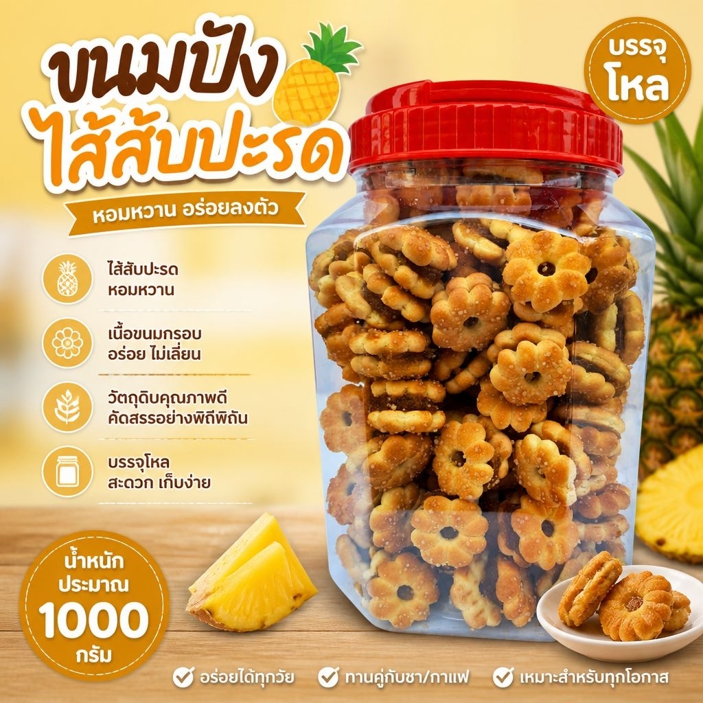 ขนมปังกะทิใส้สับปะรด วีฟู๊ดส์ บรรจุกระปุกโหลใหญ่