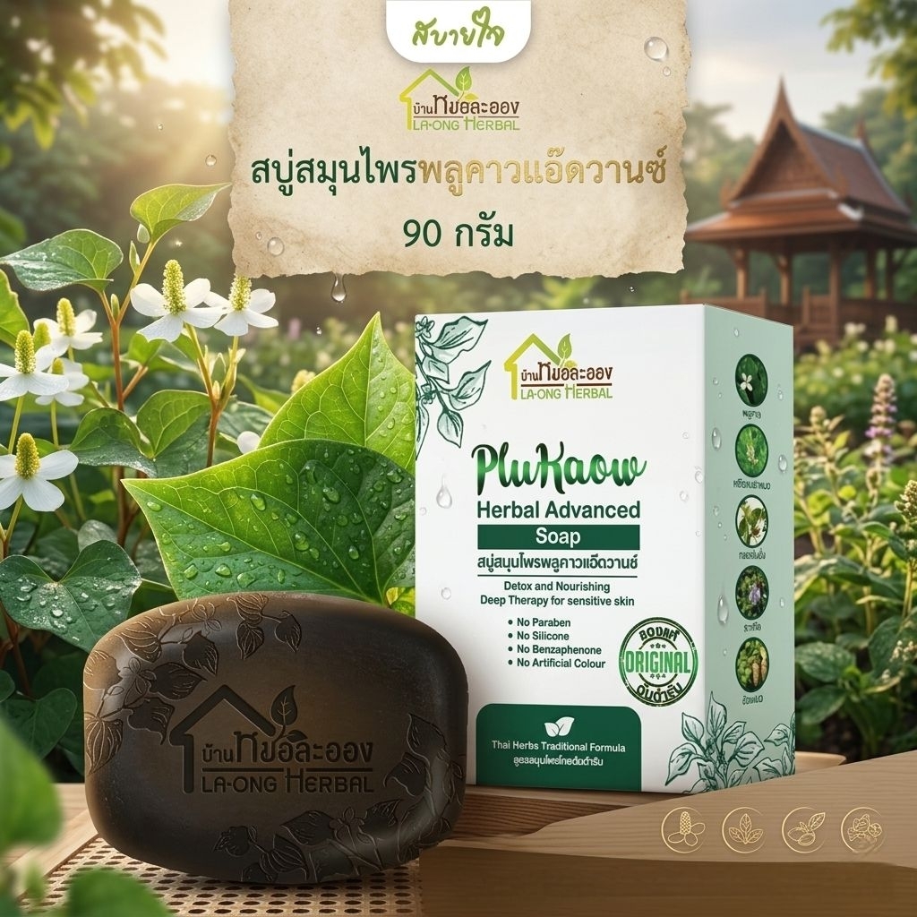 สบู่สมุนไพรพลูคาวแอ๊ดวานซ์ 90 กรัม (บ้านหมอละออง)