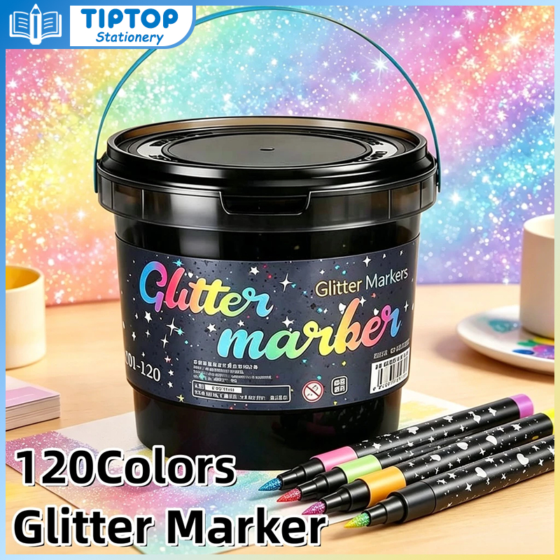 ชุดปากกามาร์คเกอร์วาดรูปกลิตเตอร์ 120 สี อุปกรณ์การเรียน เครื่องเขียน
