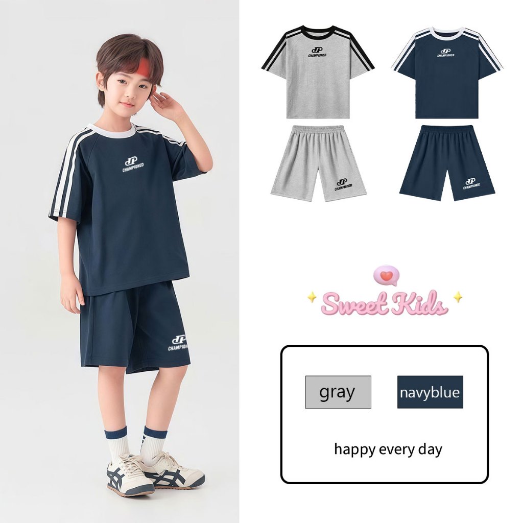 SweetKids พร้อมส่งจากกทม🌸ชุดเสื้อยืดเด็ก🍓ชุดลำลองเด็กผู้ชาย สไตล์เกาหลี ทรงหลวม ใส่สบาย เสื้อพ้อมกางเกง เหมาะกับฤดูร้าน