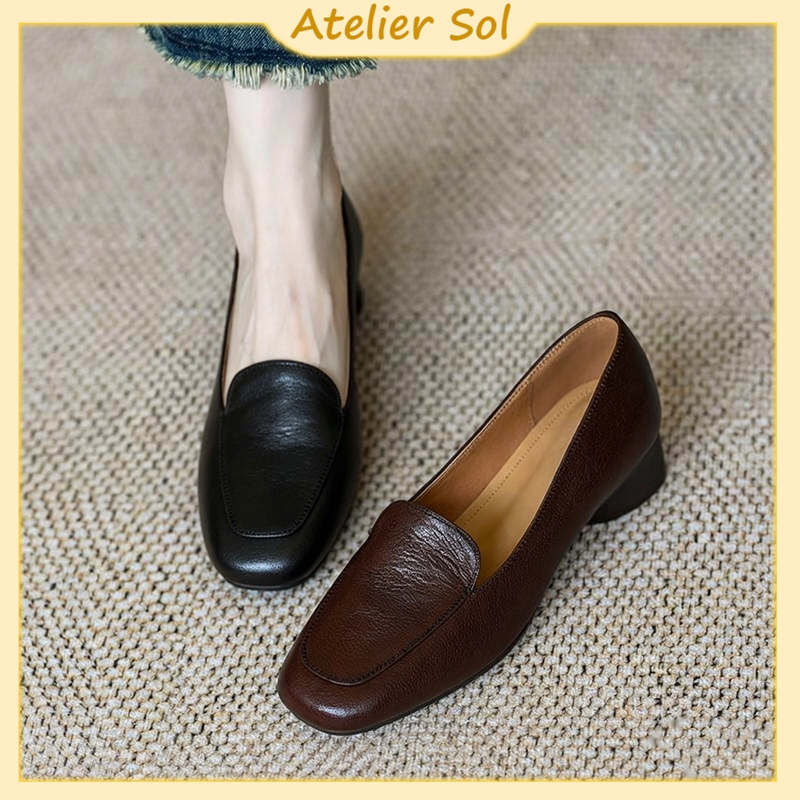 Atelier Sol รองเท้าหนังแท้ คัทชูหัวตัด ส้น3ซม ใส่ทำงานสบาย เบาสบาย ดูดีมีสไตล์