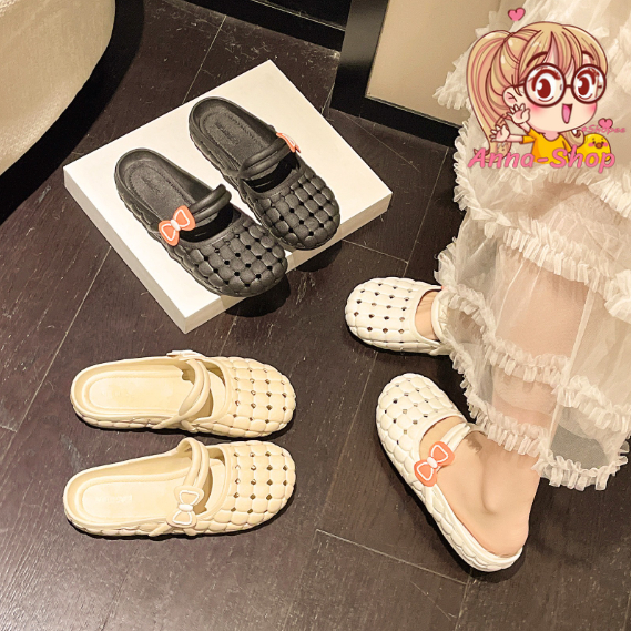 Anna shop รองเท้าคัทชูแฟชั่น แต่งโบว์น่ารัก รองเท้าแตะ ดีไซน์สวยทันสมัย แบบสวมเปิดส้น พร้อมส่ง T392