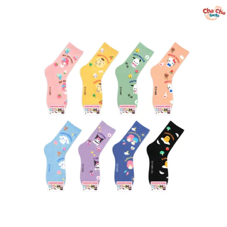 Chacha socks - ถุงเท้าซานริโอ้ Sanrio Pattern Socks ถุงเท้าเกาหลี แบรนด์ kikiya นำเข้าจากเกาหลี