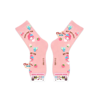 Chacha socks - ถุงเท้าซานริโอ้ Sanrio Pattern Socks ถุงเท้าเกาหลี แบรนด์ kikiya นำเข้าจากเกาหลี