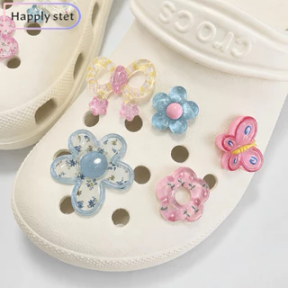 Happystep 10ชิ้น/เซ็ต G17ผีเสื้อดอกไม้*เฉพาะตัวติด(พร้อมส่ง) จิ๊บบิท ตัวติดรองเท้า ชุดตกแต่งรองเท้า ลายการ์ตูนน่ารักๆ