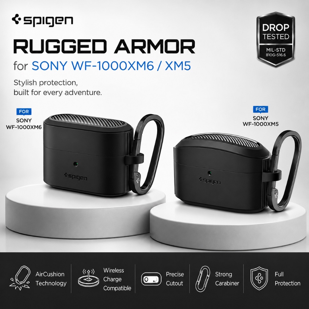 (ของแท้) เคส SPIGEN Rugged Armor สำหรับ Sony WF-1000XM6 / WF-1000XM5