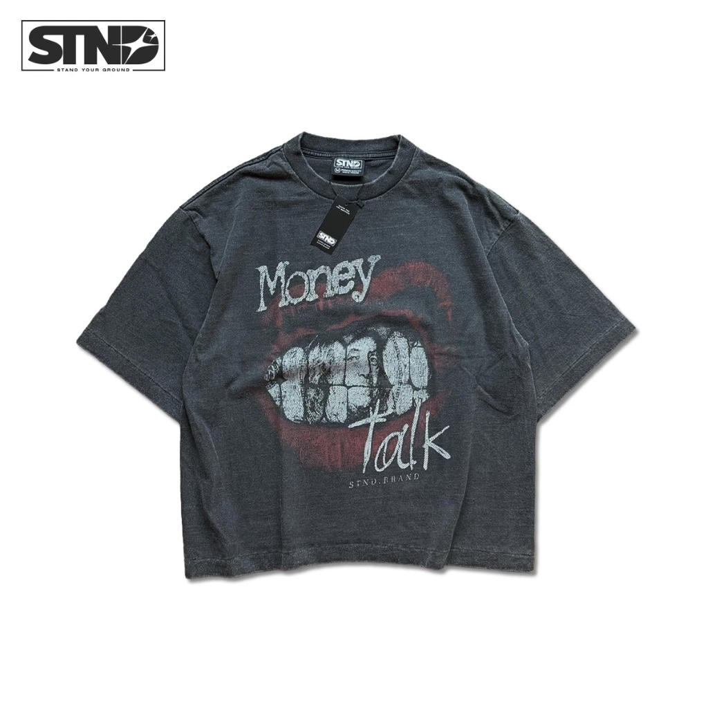 STND06 Boxy T-Shirt “Money Talk” เสื้อยืดครอปวินเทจ
