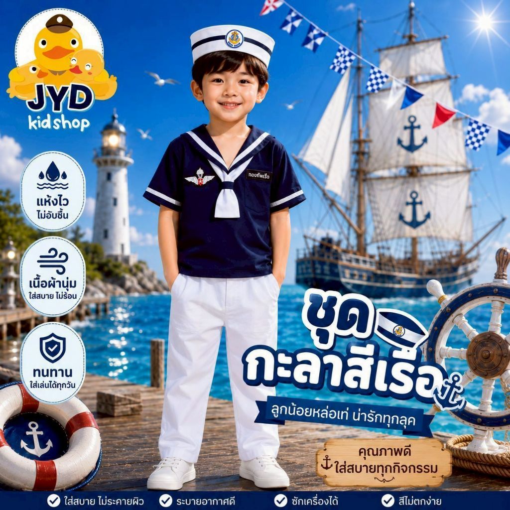 (jyd) ชุดอาชีพเด็ก ชุดทหารเรือกรมชาย ชุดกะลาสีเรือ ชุดกะลาสี ชุดหทารเรือเด็ก ชุดอาชีพในฝัน ชุดทหารเรือชาย