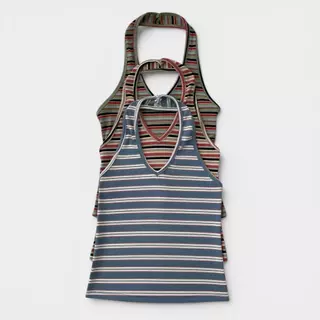Atipashop - Sicily Halter Top เสื้อคล้องคอผ้าร่อง ยืดเยอะใส่สบาย