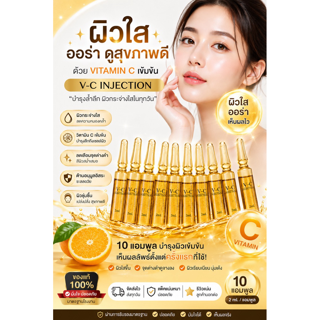 Vitamin C เข้มข้น ผิวดูกระจ่างใส เปล่งปลั่ง ลดความหมองคล้ำ