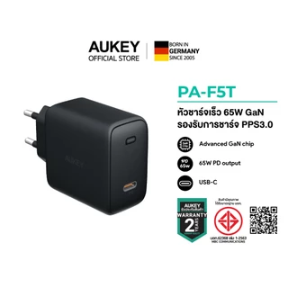 AUKEY PA-F5T หัวชาร์จเร็ว SWIFT 65W PD USB-C PD + USB-A Wall Charger with GaN Technology