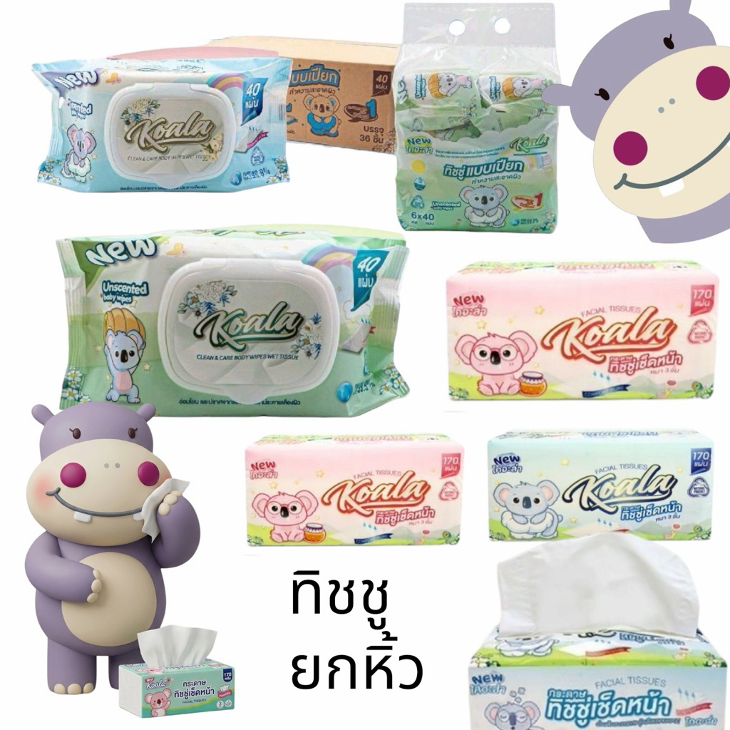 (ยกแพ็ค) ทิชชูเปียก ทิชชูแห้ง Koala ยกหิ้ว