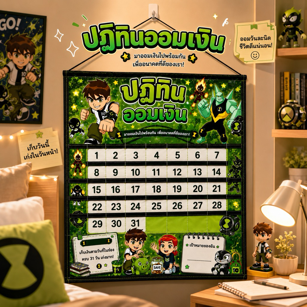 ปฏิทินออมเงิน ลายการ์ตูน น่ารักๆ