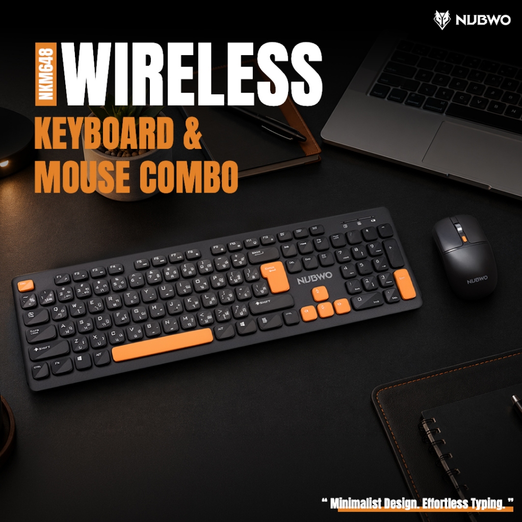NUBWO คีย์บอร์ดและเมาส์ ไร้สาย Combo Set Keyboard&Mouse