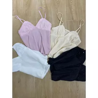 B-378 สายเดี่ยวผ้าซาตินglitter ดีเทลน่ารัก Lovely top ผ้านุ่ม