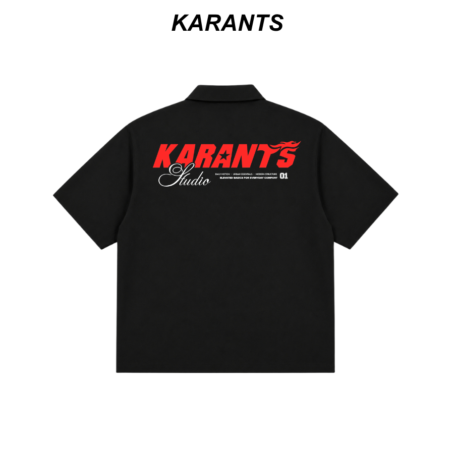 Karants เสื้อเชิ้ต Boxy ผ้า Cotton เย็น ลายพิมพ์เทรนด์ สำหรับผู้ชายและผู้หญิง Unisex - KR304