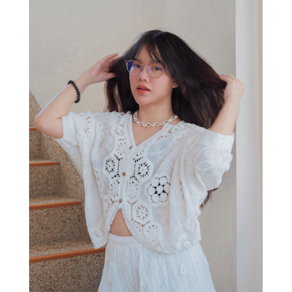 [พร้อมส่ง] เสื้อคลุมลูกไม้ เสื้อคลุมคาร์ดิแกน เสื้อคลุมแขนยาวผู้หญิง
