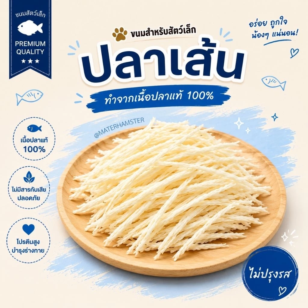 ⭐️ ปลาเส้นสัตว์เลี้ยง ขนาดทดลอง (ขนมอาหารสัตว์ฟันแทะแฮมสเตอร์ ชูก้าไรเดอร์ เม่นแคระ ดอเม้าส์)