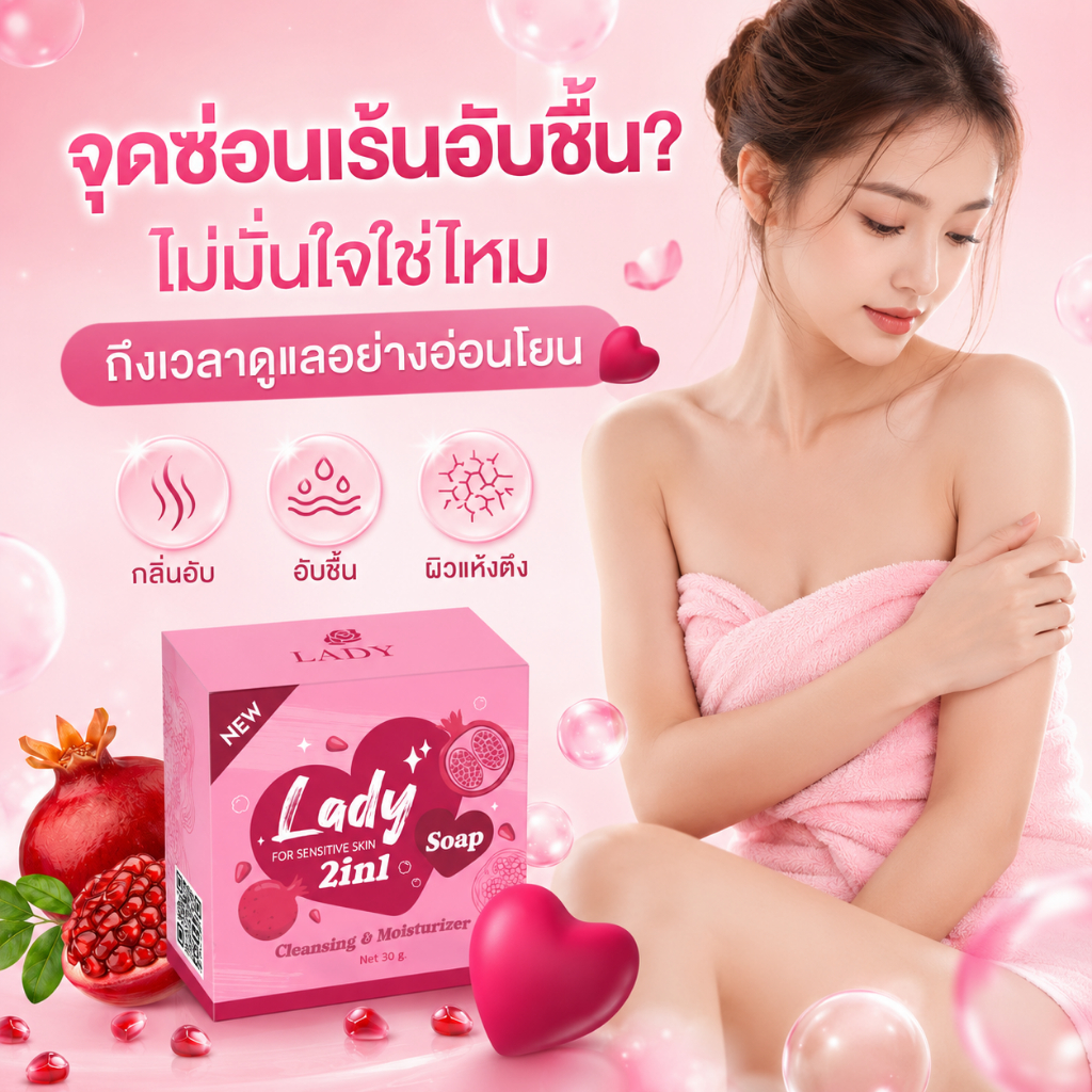 สบู่อนามัยเลดี้โซป หอยหอม ลดตกขาวปลาเค็ม น้องสาวอมชมพู ทำความสะอาดจุดซ่อนเร้นเลดี้ โซป