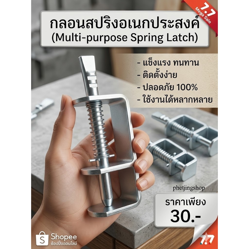 กลอนประตู กลอนสปริง ตัวล็อคกรง แมว สุนัข หมู กลอนสปริงคอกหมู ราคาถูก ถูกที่สุด โรงงานผลิตในไทย