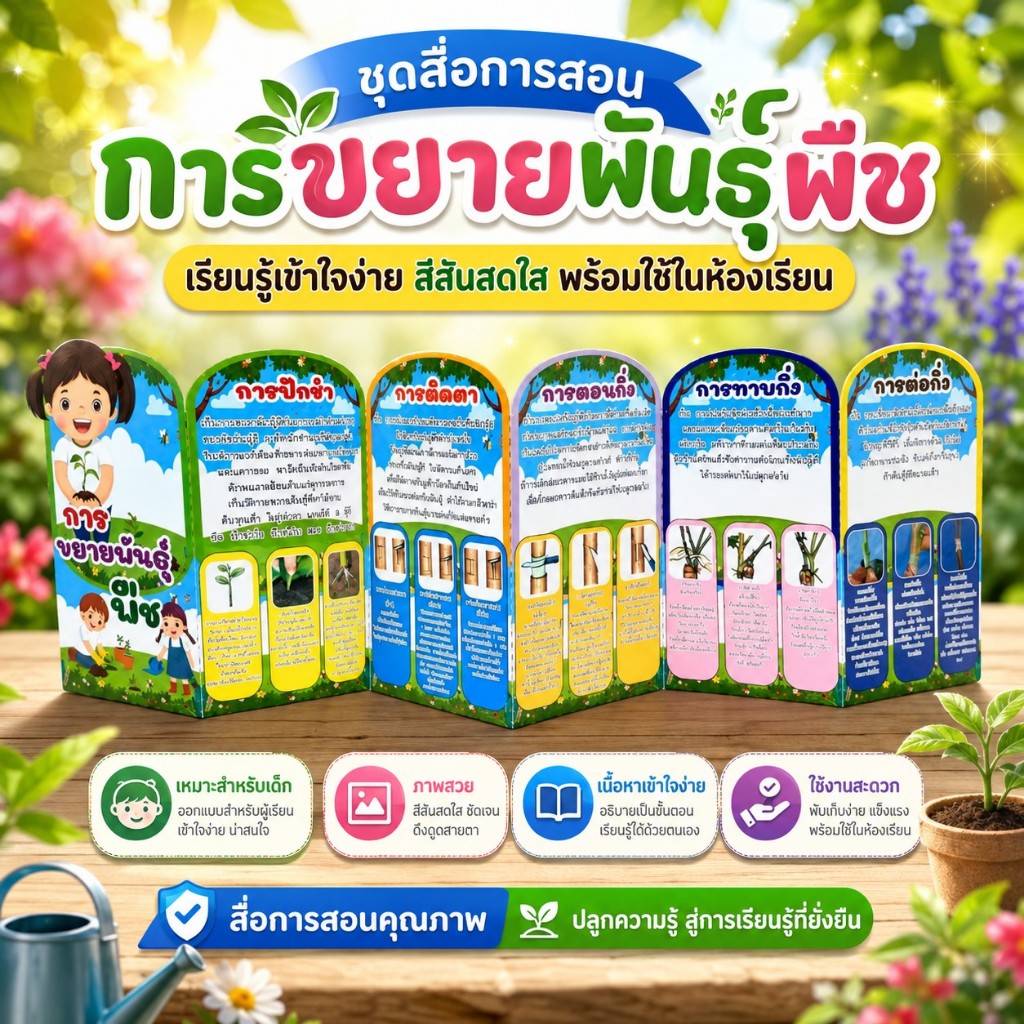 สื่อพับข้างเรื่องการขยายพันธุ์พืช วิชาการงานอาชีพ