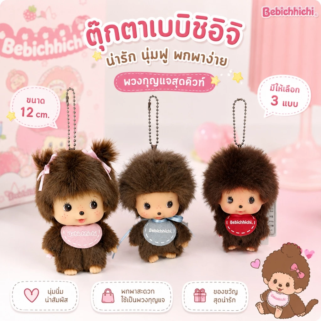 【🚚พร้อมส่งจากไทย】monchhichi พวงกุญแจตุ๊กตา 🎀Bebichhichi ขนาด 12 ซม. ตุ๊กตาขนนุ่ม น่ารัก ห้อยกระเป๋า 🎁ของขวัญสุดคิวท์