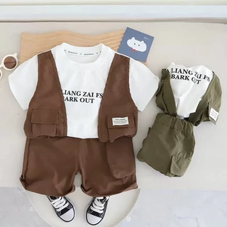 เสื้อผ้าเด็ก ชุดเด็กแฟชั่น 2 ชิ้น เสื้อ + กางเกง ชุดไปเที่ยว เนื้อผ้าดี size 8m-5ปี PFS-042