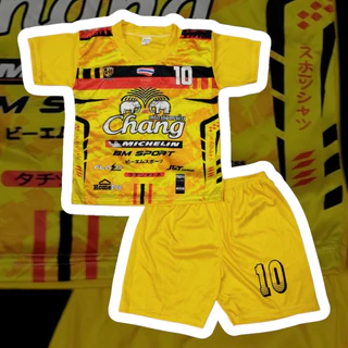 ช้าง2 ชุดกีฬาเด็กลาย chang S-M ผ้ามันไมโคร S 1-2 ปี 7-12โล ,M 2-4 ปี 12-17โล ชุดบอลเด็ก