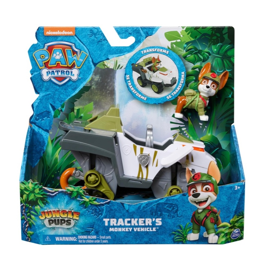 PAW Patrol Jungle Pups รถ Tracker ลิขสิทธิ์แท้ ของเล่นรถแปลงร่าง ฟิกเกอร์หมา ของสะสม ของขวัญเด็ก 3 ขวบ+
