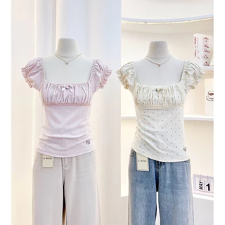 G-rose เสื้อแขนตุ๊กตา ย่นอก แต่งขอบลูกไม้ 💕