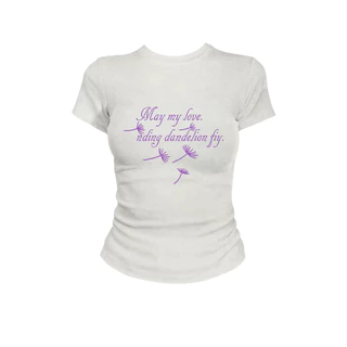 (จัดส่งตลอด 24 ชั่วโมง）Angle Official เสื้อยืดผู้หญิง Baby Tee เสื้อเข้ารูป แขนสั้น Y2K Coquette สไตล์เกาหลี L64