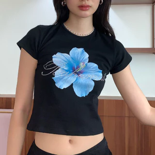 COD✅ (ส่งจากกรุงเทพ)BOOM Shop เสื้อขาดท้อง, เสื้อขาดเอวสีขาว, เสื้อบล้าช์ผู้หญิงรัดตัว, เสื้อเชิร์ตที่มีลายดอกไม้สวยงาม