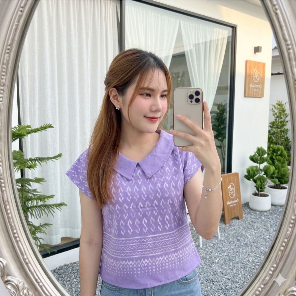 🌹ลายขอ ลายไทย M L XL.  เสื้อผ้าฝ้ายเชียงใหม่ มินิมอล สีพาสเทล  ผ้านิ่มใส่สบาย ขนาด 36 38 40
