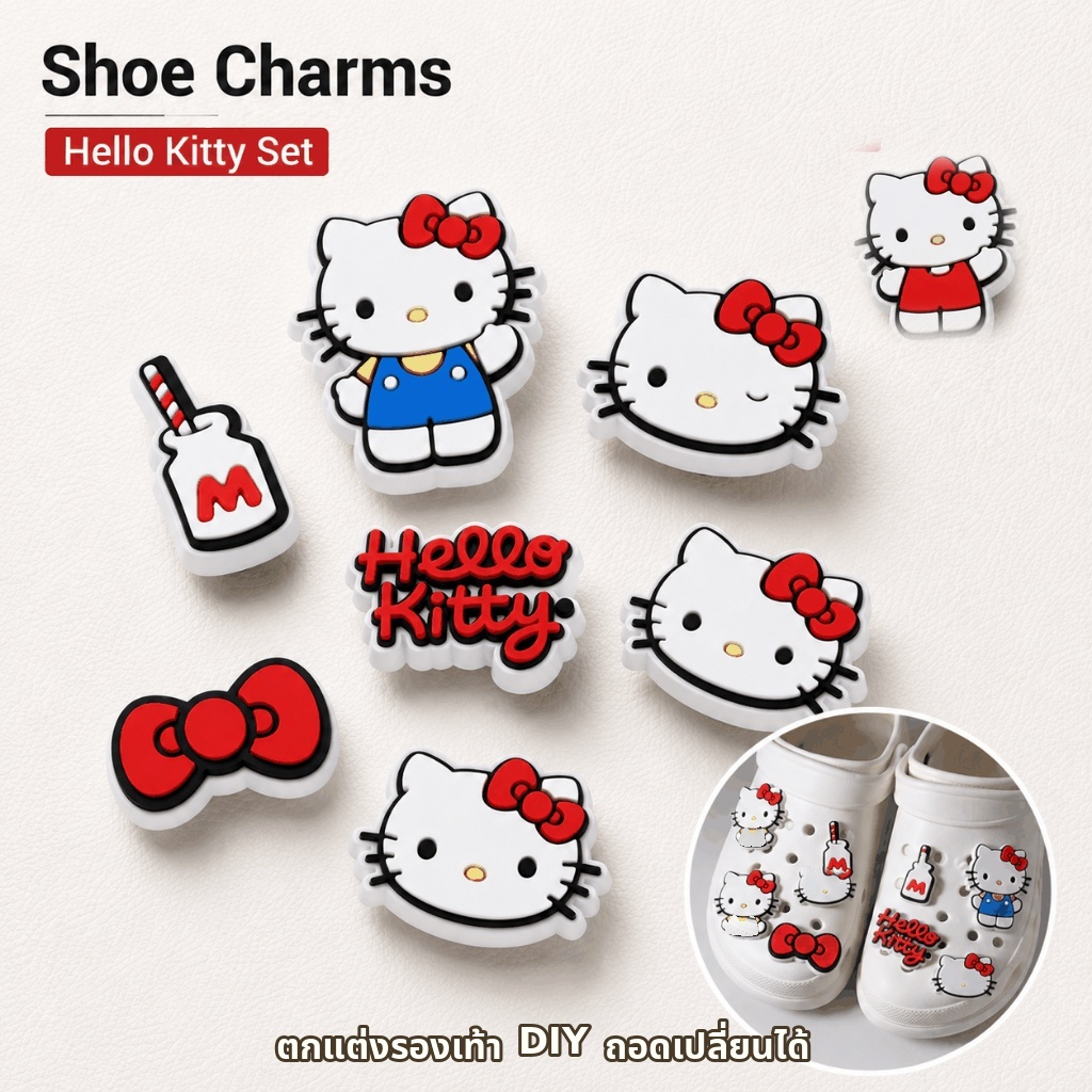 ตัวติดรองเท้ารู 5/10 ชิ้น ลายน่ารัก ของตกแต่งรองเท้า DIY ถอดเปลี่ยนได้ สำหรับรองเท้าแตะรู ของขวัญเด็ก