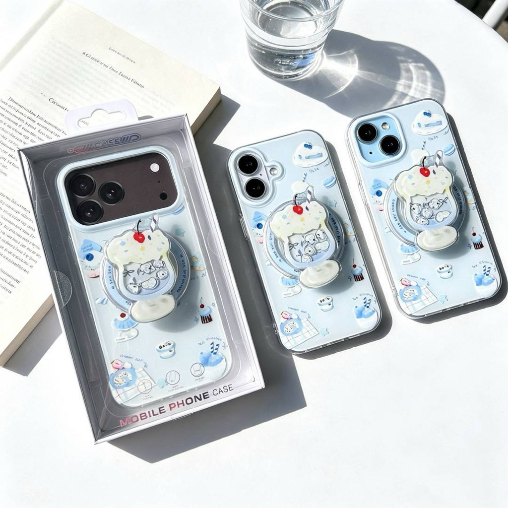 เคสลายไอติม หลังเงา ชาร์จได้ เคสpop up for IP17promax 17 17pro 13/14/15/16 16PM 15PM 14PM 13PM สินค้าพร้อมส่ง
