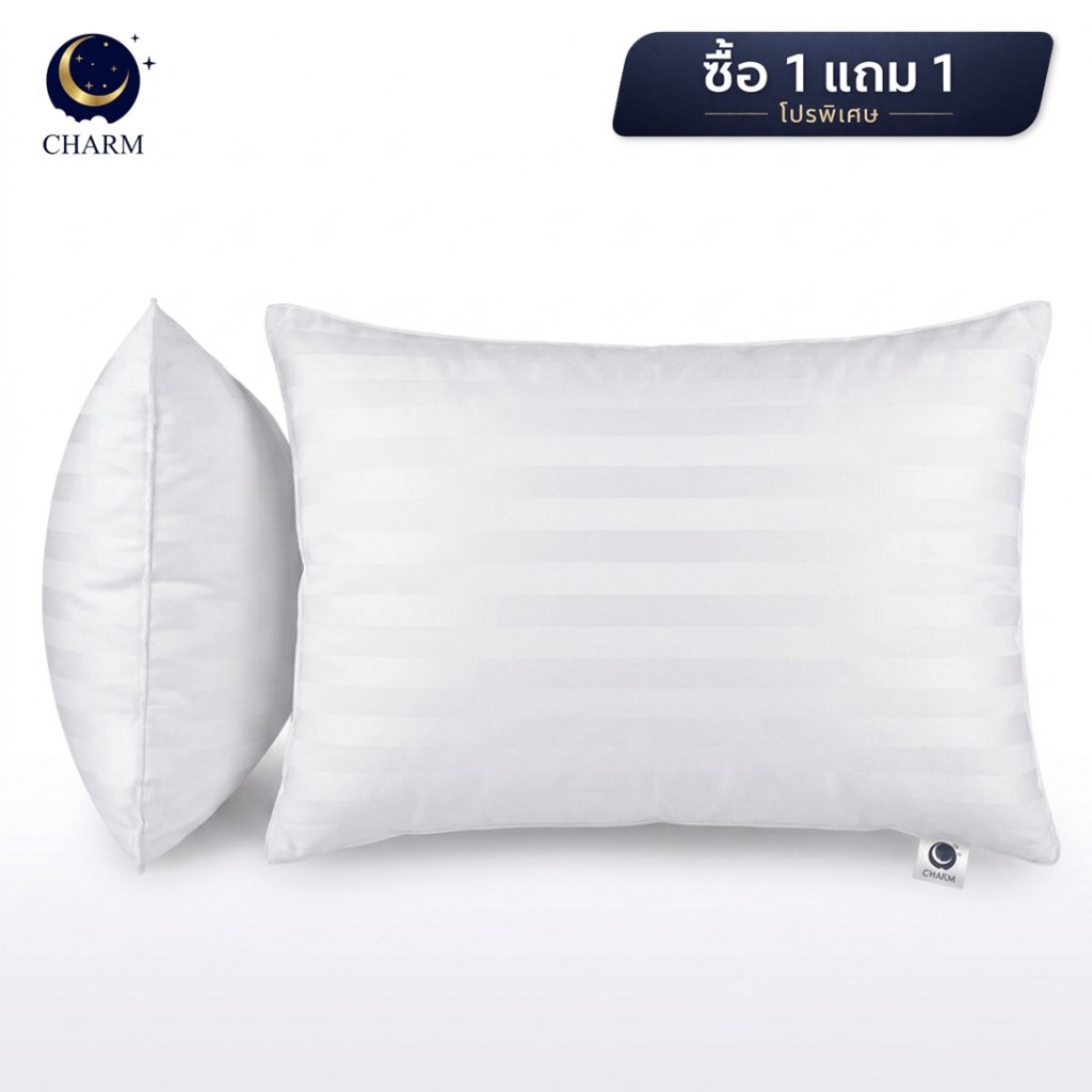 CHARM ซื้อ 1 แถม 1 หมอนหนุน SWEET DREAM Pillow หมอนนุ่มเด้ง สไตล์โรงแรม 19X29 นิ้ว 1,000