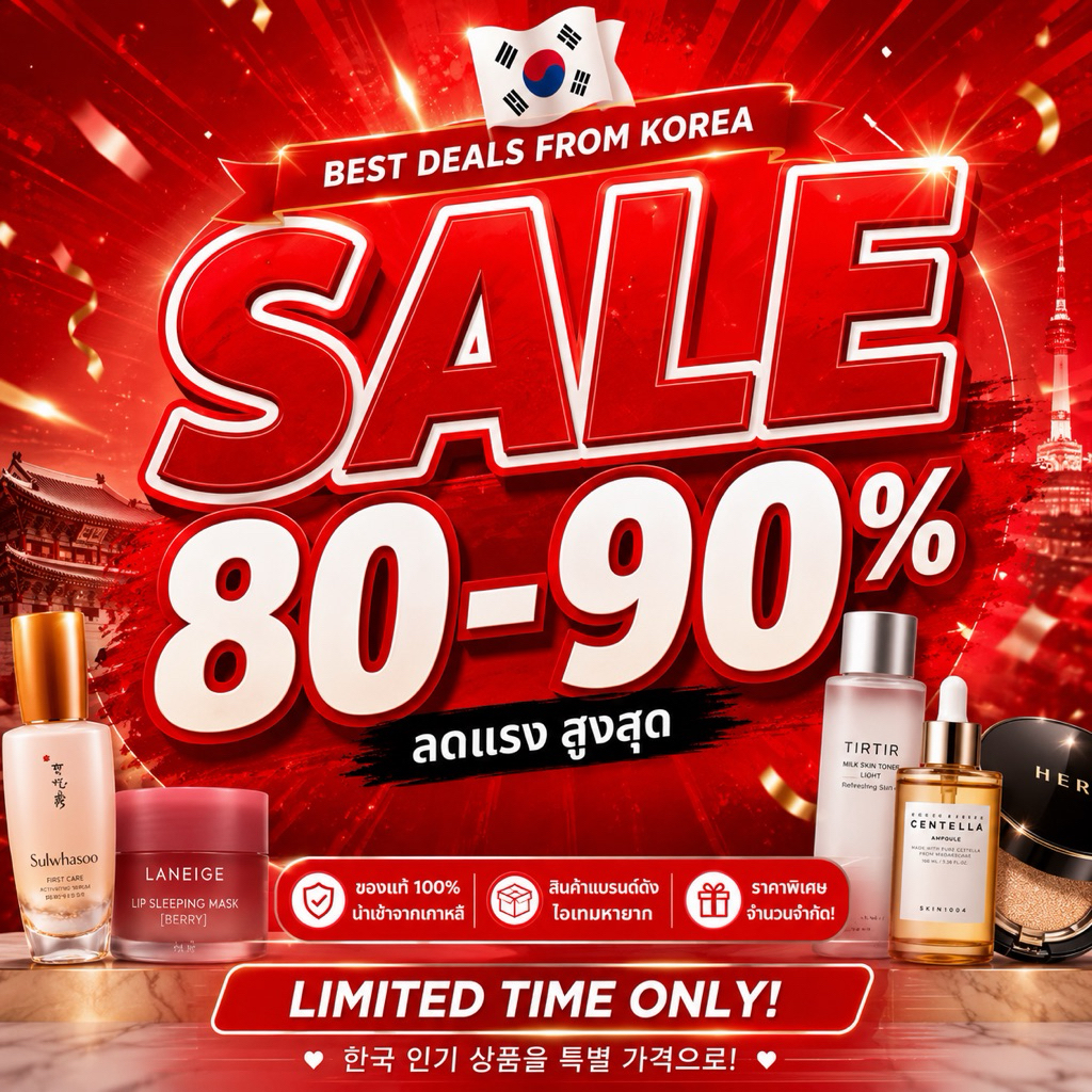 ขอพร้อมโอนเท่านั้น งด QR  SALE 80-90% 🔥 ลดแรงส่งตรงจากเกาหลี สินค้าแบรนด์ดัง เครื่องสำอาง  และไอเทมหายาก ราคาพิเศษ จำนวน