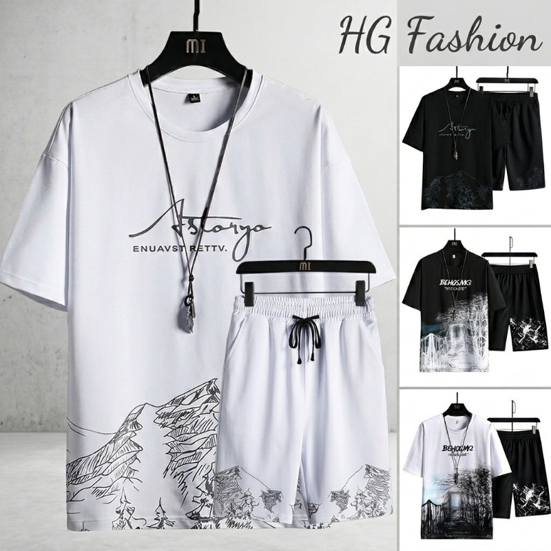 ใหม่ภูเขาหิมะตั้ง 2pcs เนื้อน้ำแข็งเย็นสบายแขนสั้น + กางเกงขาสั้น