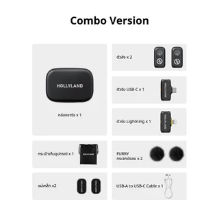 Hollyland LARK A1 Combo Black ไมโครโฟนไร้สายขนาดเล็ก ไมค์ตัดเสียงรบกวน สำหรับ IPhone/Android
