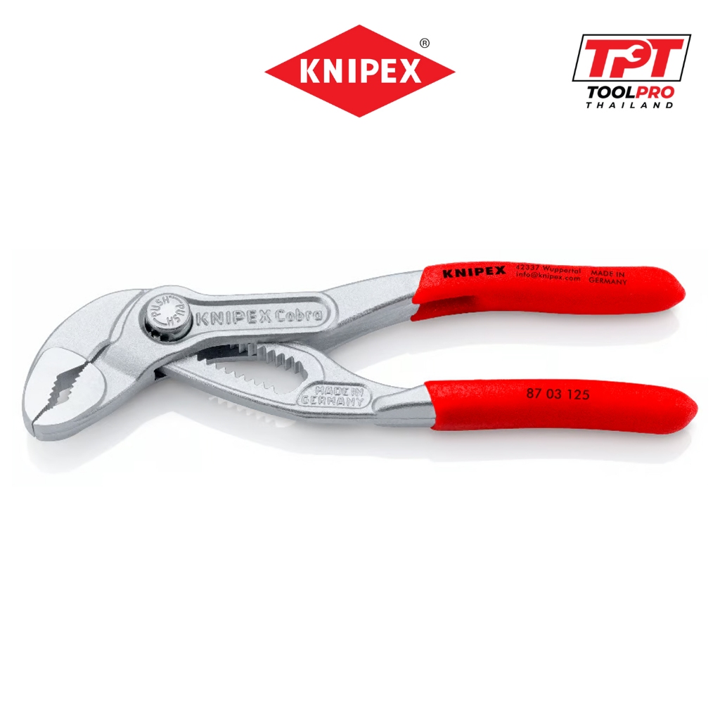 Knipex คีมปั๊มน้ำไฮเทค Chrome Plated, Cobra® High Tech Water Pump Pliers (87 03 125)
