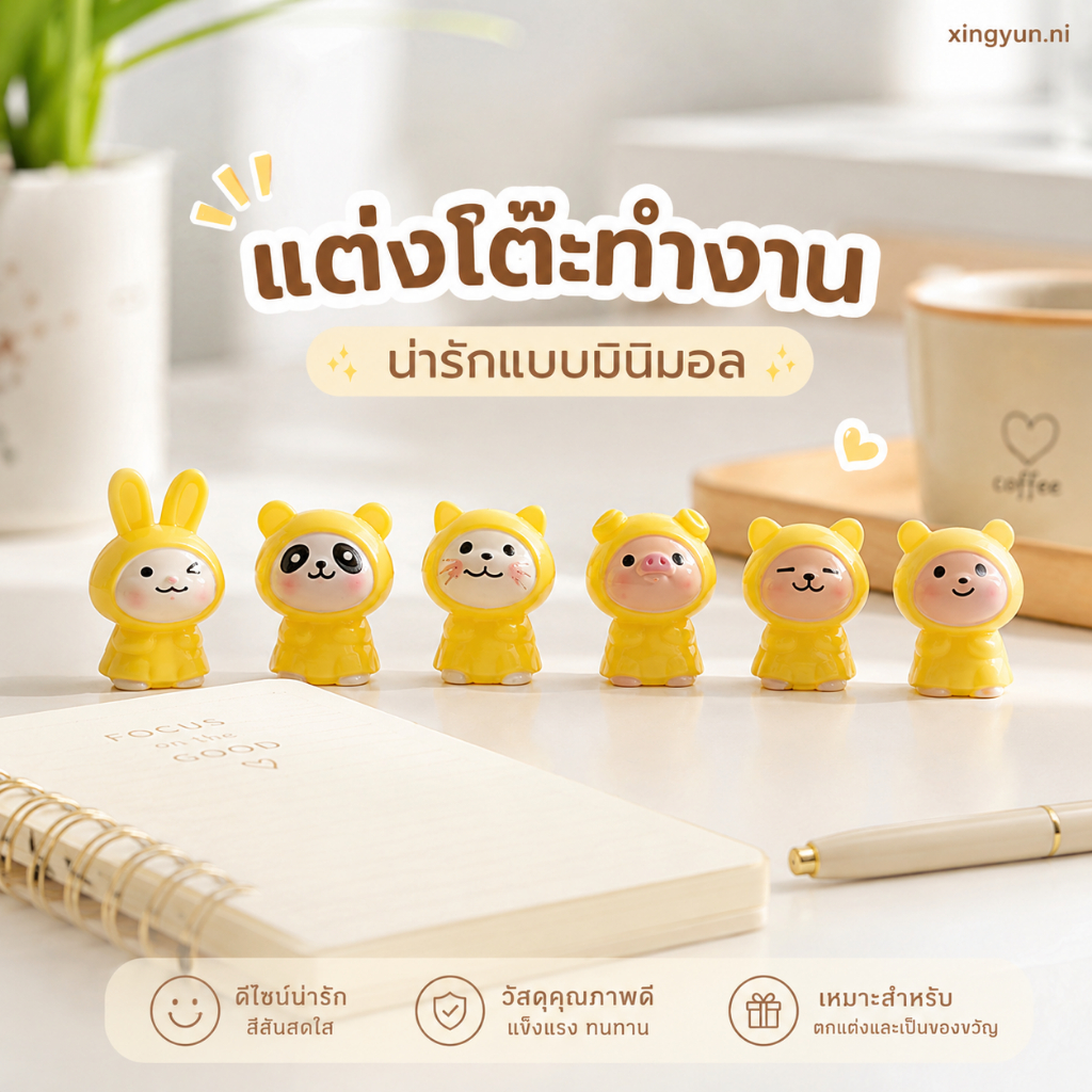 เรซิ่นแก๊งสัตว์น้อยชุดเหลือง จำนวน6ตัว ไม่ซ้ำ น่ารักสดใส วางตกแต่ง ติดตกแต่ง แถมกาวติด โมเดลฟิกเกอร์WY-0060
