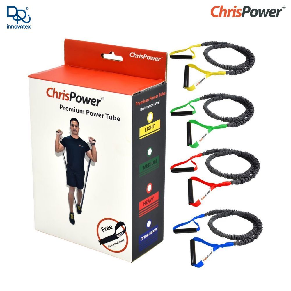 Chrispower ยางยืดบริหารกล้ามเนื้อ Premium Power Tube มีที่จับ พร้อมผ้าหุ้มยาง